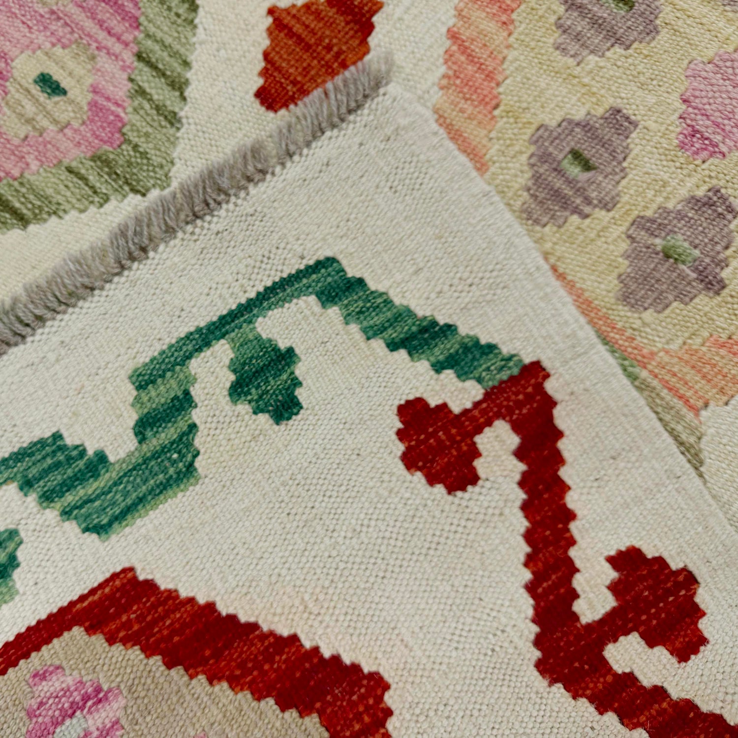 Hand Knotted Afghan Style Kilim 3' 4" x 4' 9" ft / 101 x 146 cm - No. R37913