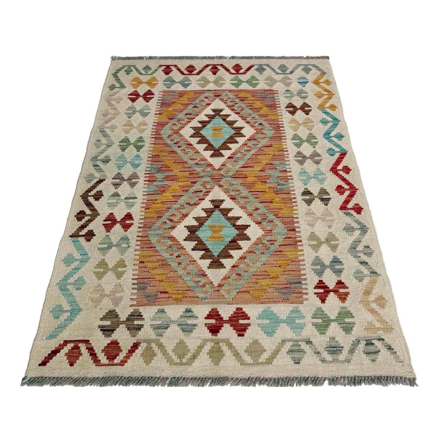 Hand Made Afghan Kilim 2' 9" x 4' 6" ft / 83 x 137 cm - No. R37920