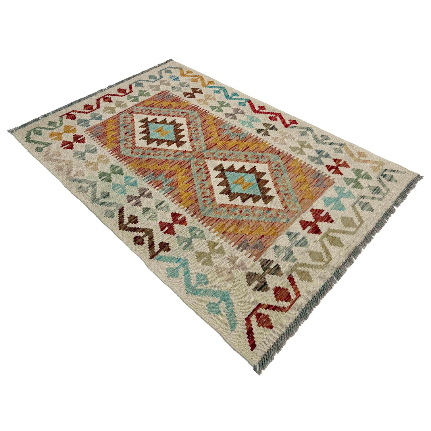 Hand Made Afghan Kilim 2' 9" x 4' 6" ft / 83 x 137 cm - No. R37920