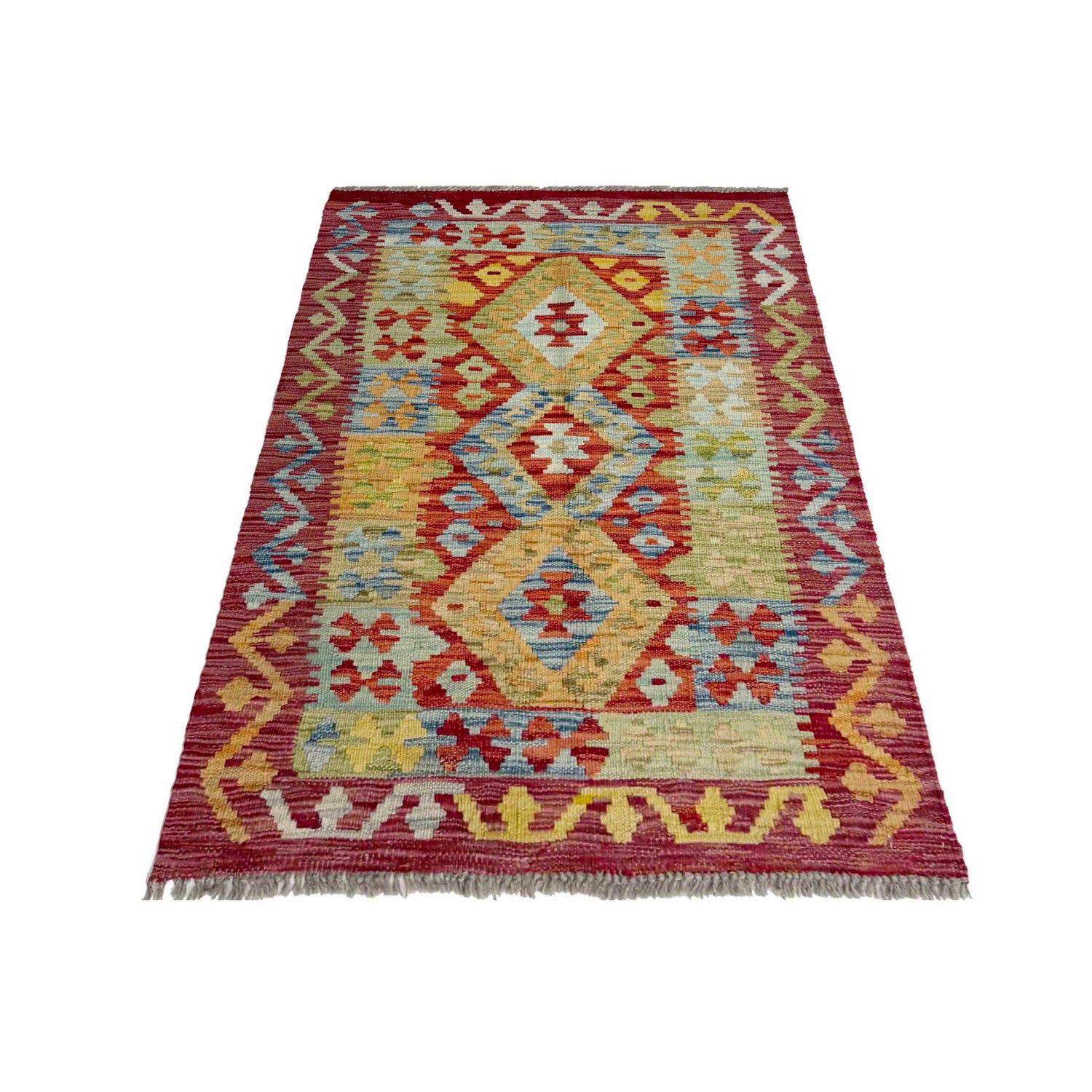 Hand Knotted Afghan Style Kilim 2' 7" x 4' 2" ft / 80 x 126 cm - No. R37924