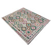 Multi Color ful Flat-Weave Wool Kilim 5' 11" x 7' 7" ft / 180 x 232 cm - No. R37934