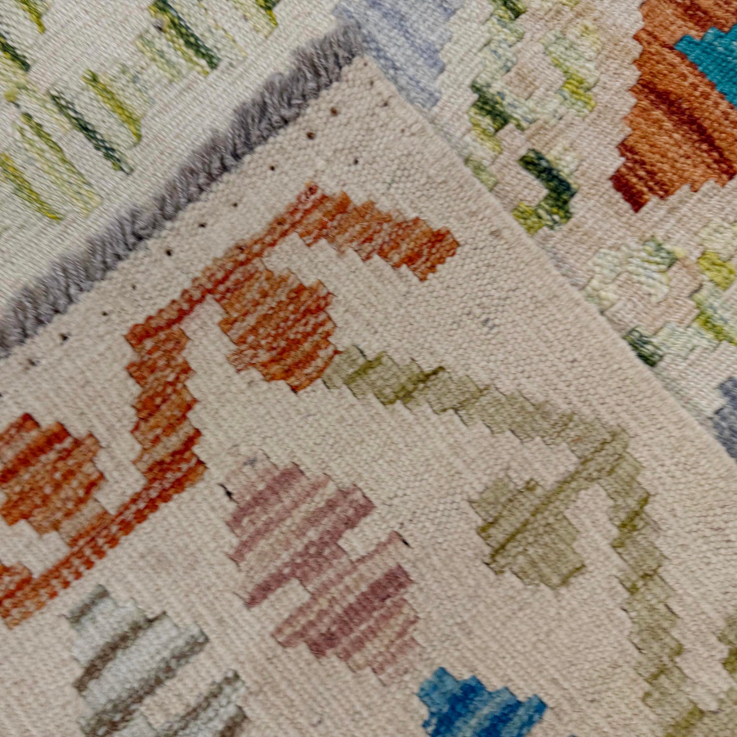 Hand Woven Wool Kelim 2' 5" x 4' 3" ft / 74 x 129 cm - No. R37958