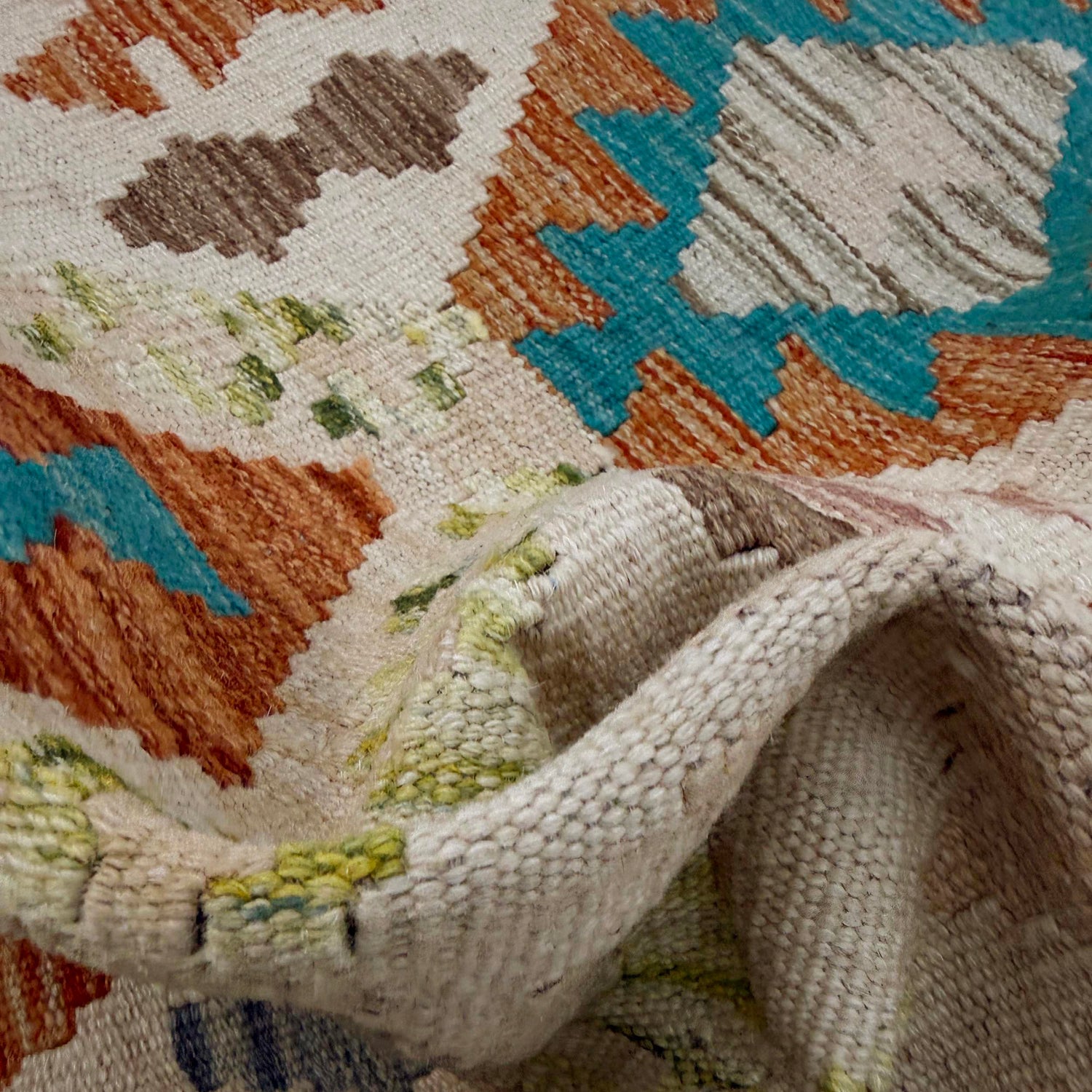 Hand Woven Wool Kelim 2' 5" x 4' 3" ft / 74 x 129 cm - No. R37958