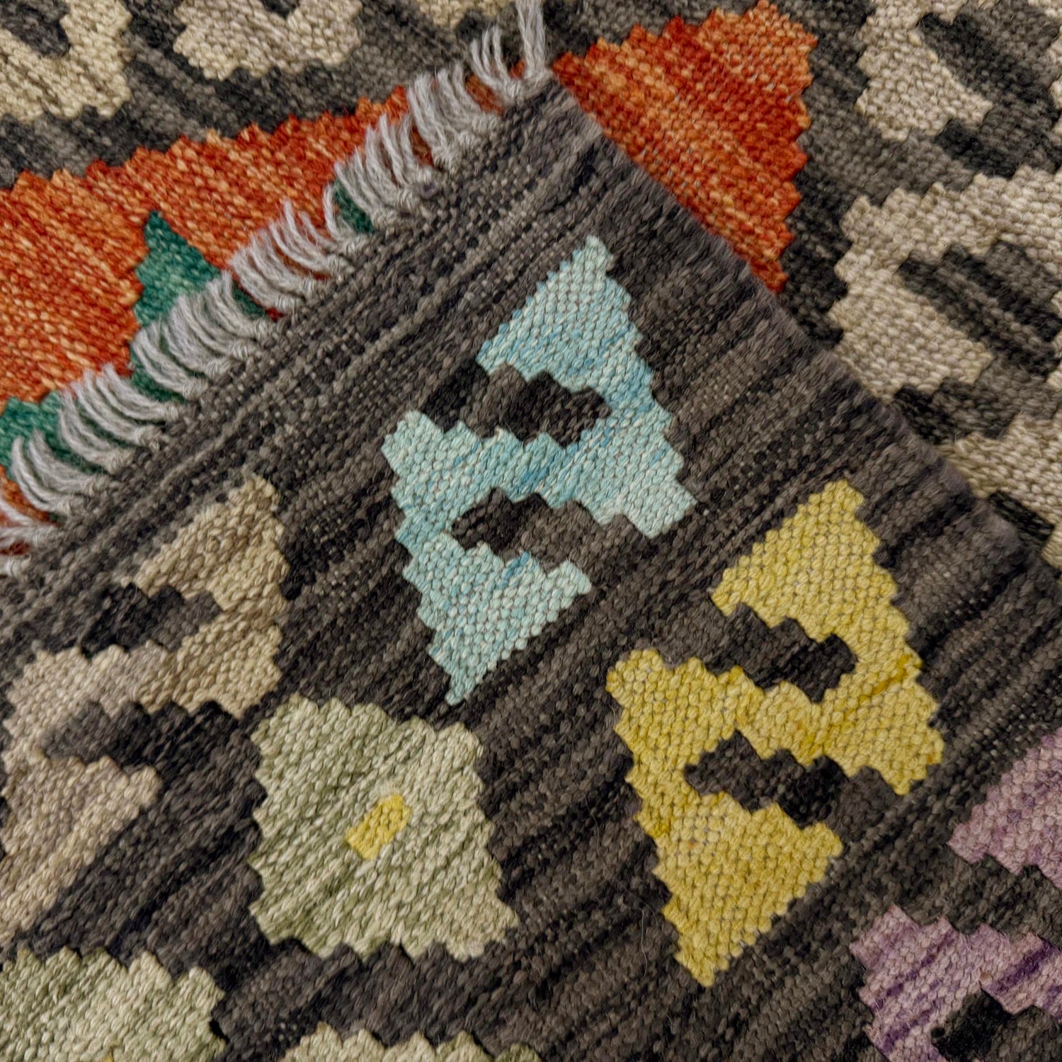 Handmade Turkish Design Wool Kilim 2' 7" x 4' 1" ft / 80 x 125 cm - No. R37959
