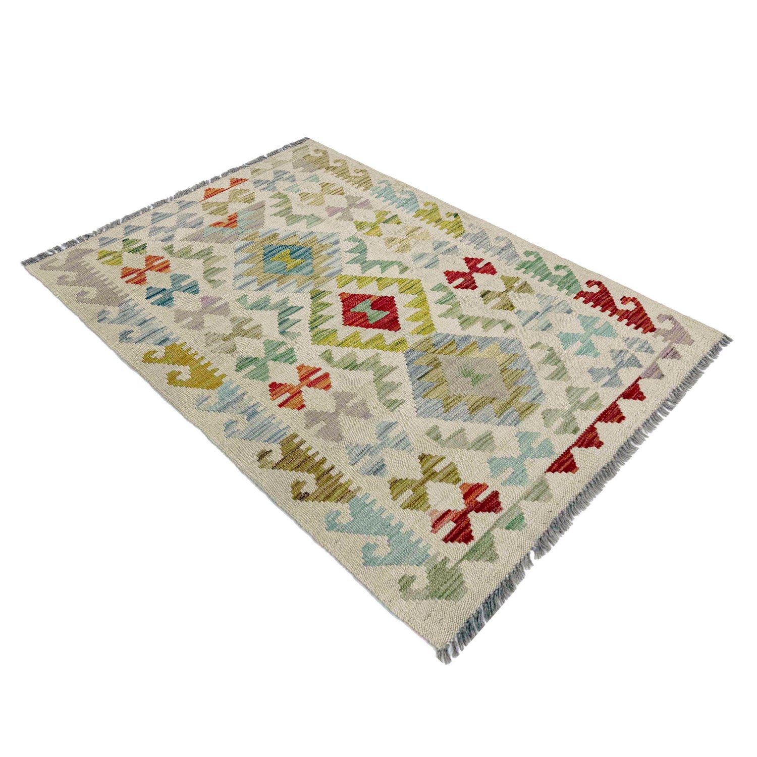 Handmade Afghan Vegetable Kilim 2' 9" x 4' 2" ft / 85 x 126 cm - No. R37963