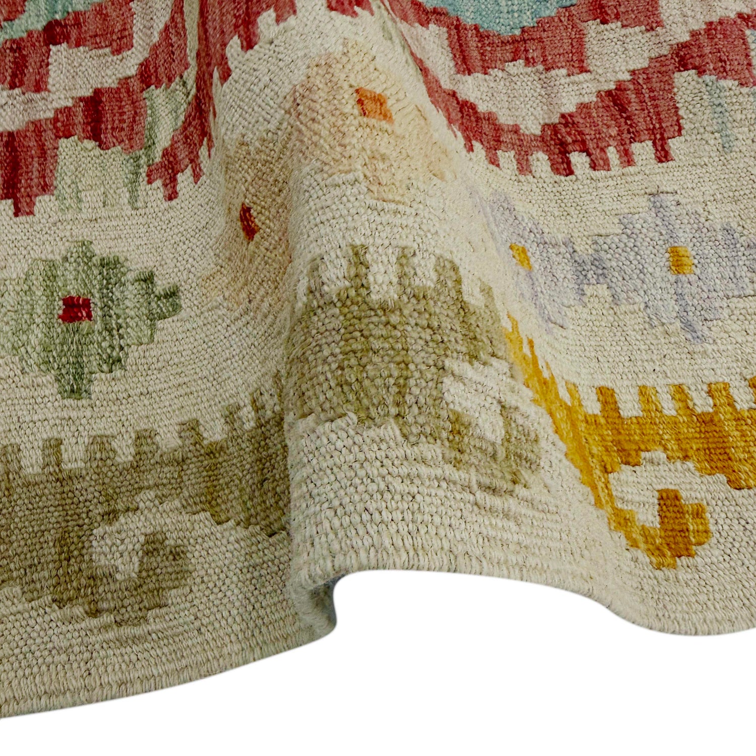 Multi Color ful Flat-Weave Wool Kilim 2' 11" x 4' 1" ft / 89 x 125 cm - No. R37965
