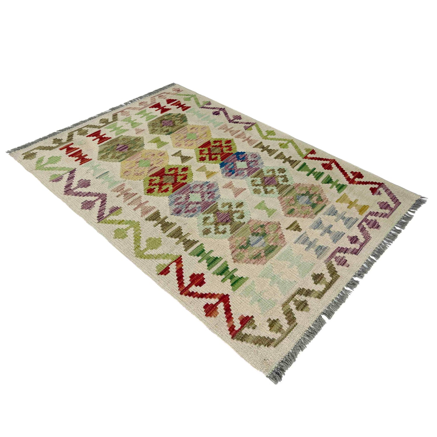 Hand Knotted Afghan Style Kilim 2' 6" x 4' 0" ft / 76 x 122 cm - No. R37971