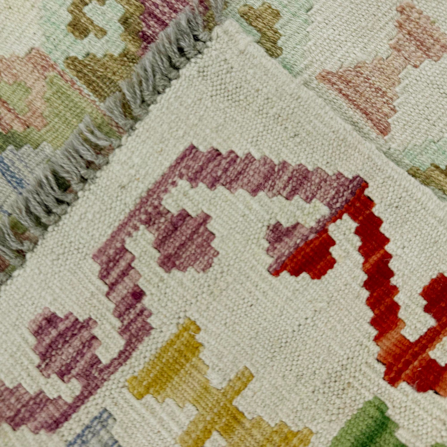 Hand Knotted Afghan Style Kilim 2' 6" x 4' 0" ft / 76 x 122 cm - No. R37971