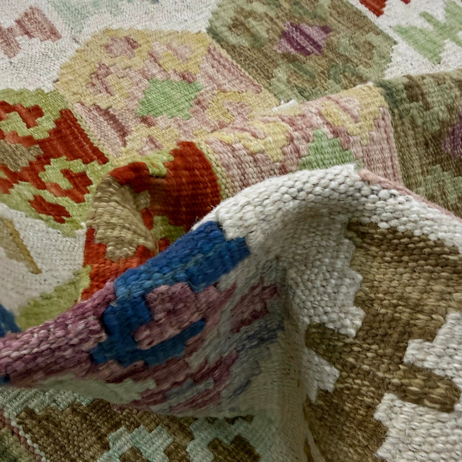 Hand Knotted Afghan Style Kilim 2' 6" x 4' 0" ft / 76 x 122 cm - No. R37971