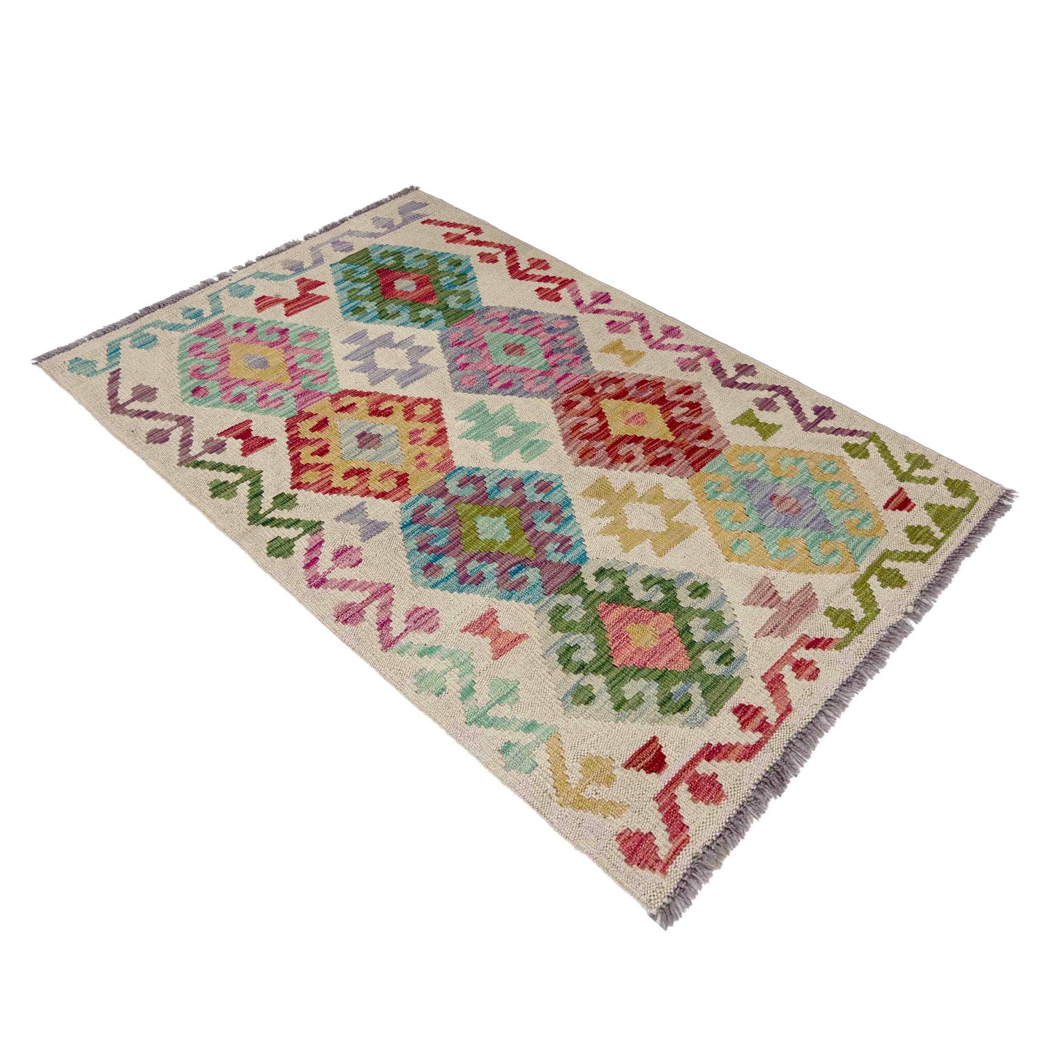 Hand Woven Wool Kelim 2' 6" x 4' 2" ft / 76 x 127 cm - No. R37972