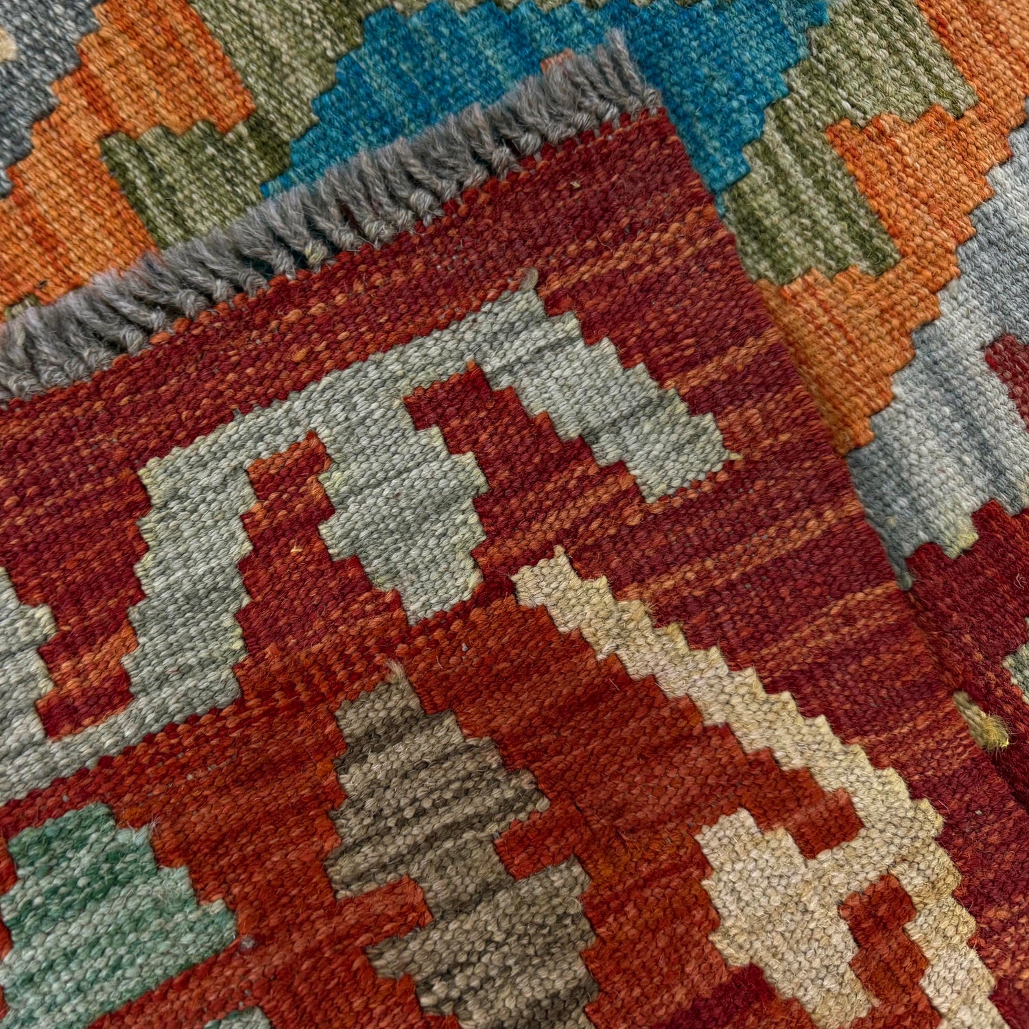 Handmade Turkish Design Wool Kilim 2' 7" x 4' 6" ft / 78 x 137 cm - No. R37973