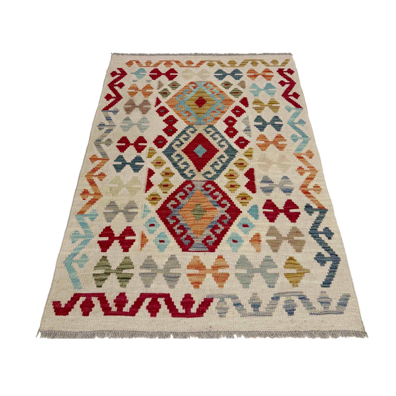 Handmade Afghan Vegetable Kilim 2' 7" x 4' 0" ft / 79 x 122 cm - No. R37976