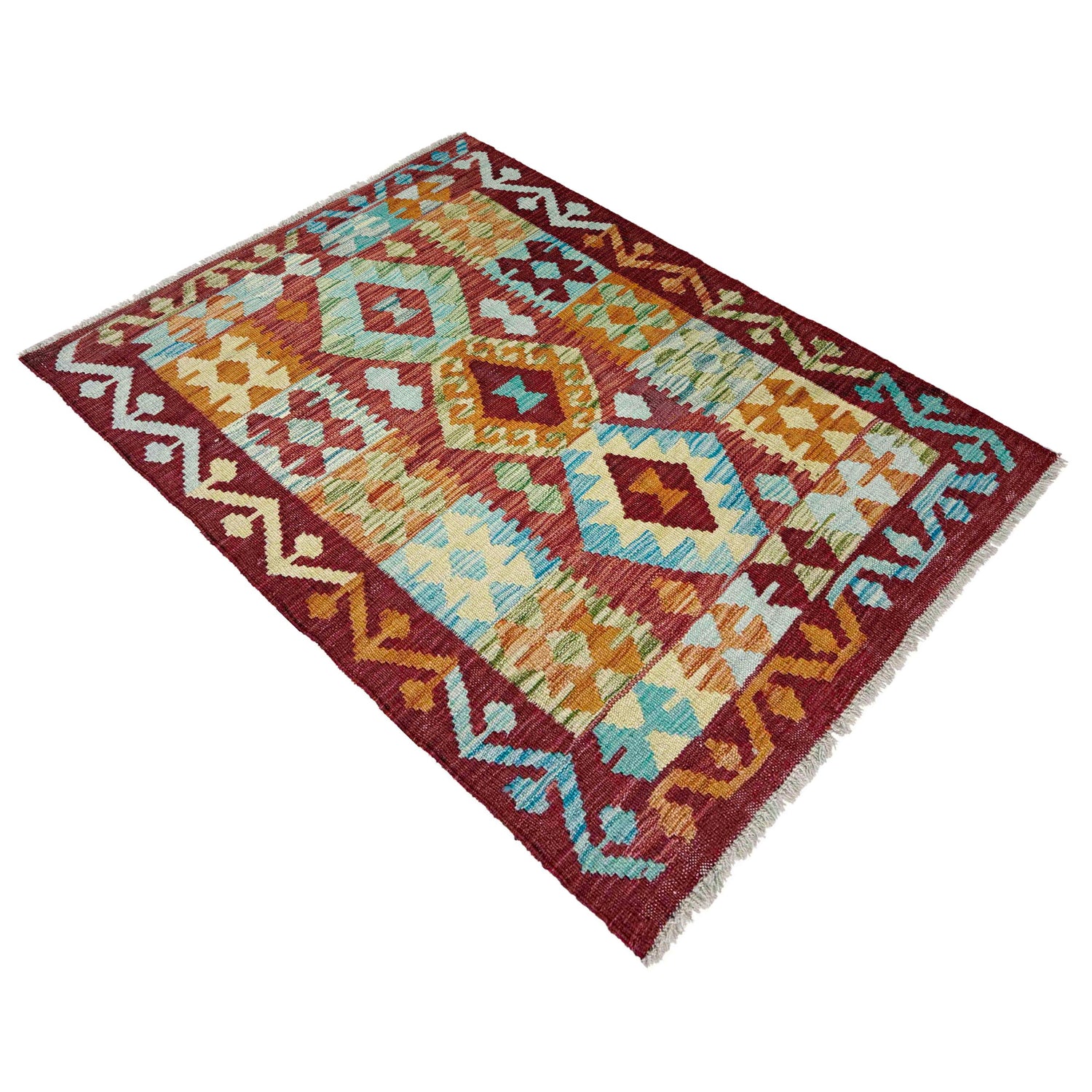 Hand Made Afghan Kilim 2' 9" x 3' 11" ft / 83 x 119 cm - No. R37977