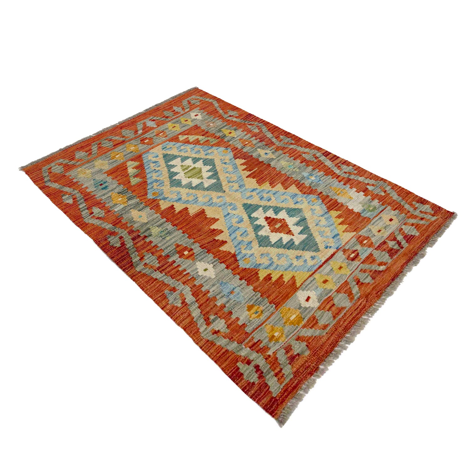 Handmade Vegetable Kilim 2' 9" x 4' 0" ft / 84 x 123 cm - No. R37979