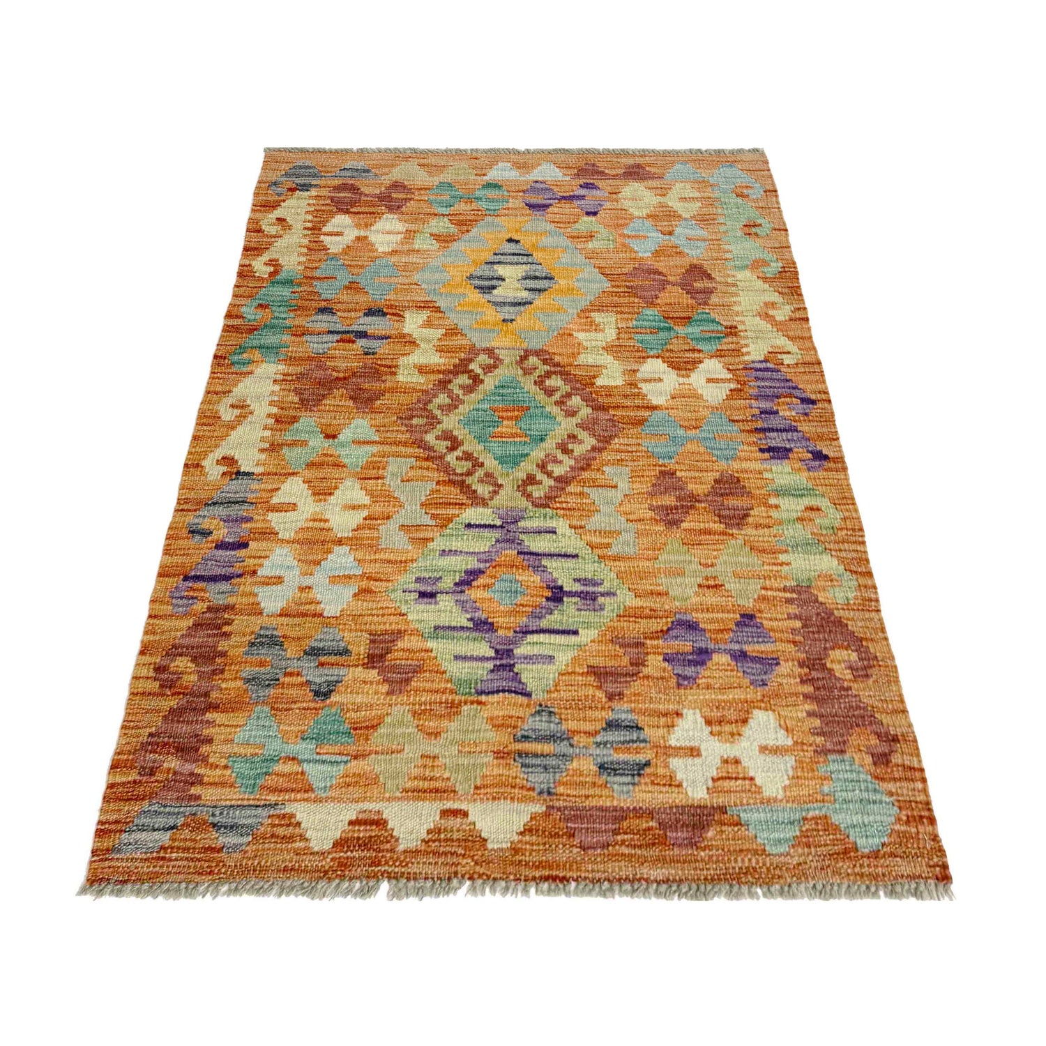 Hand Knotted Afghan Style Kilim 2' 7" x 4' 0" ft / 78 x 122 cm - No. R37984