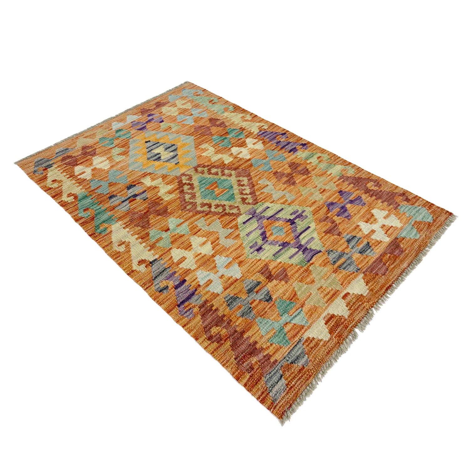 Hand Knotted Afghan Style Kilim 2' 7" x 4' 0" ft / 78 x 122 cm - No. R37984