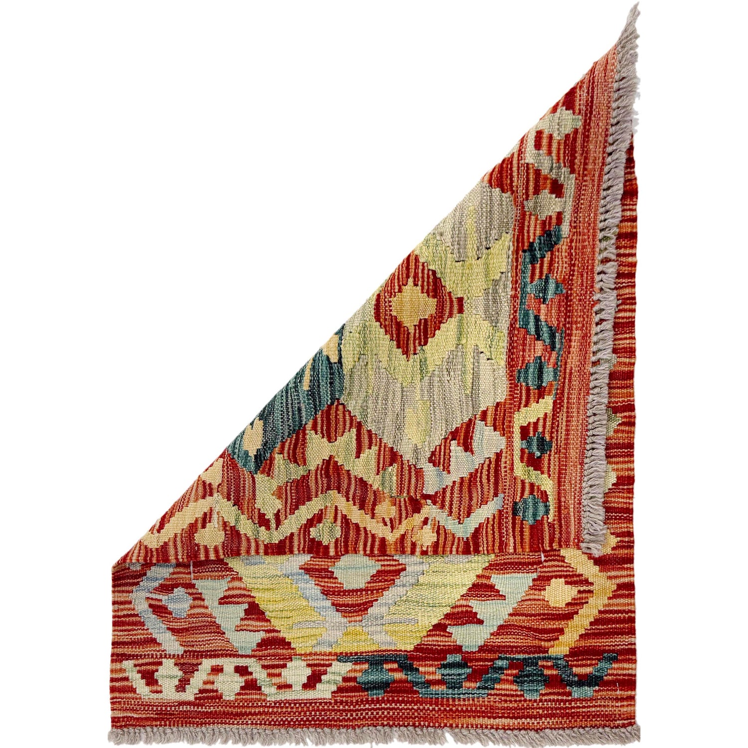 Handmade Turkish Design Wool Kilim 1' 10" x 2' 5" ft / 57 x 73 cm - No. R37997