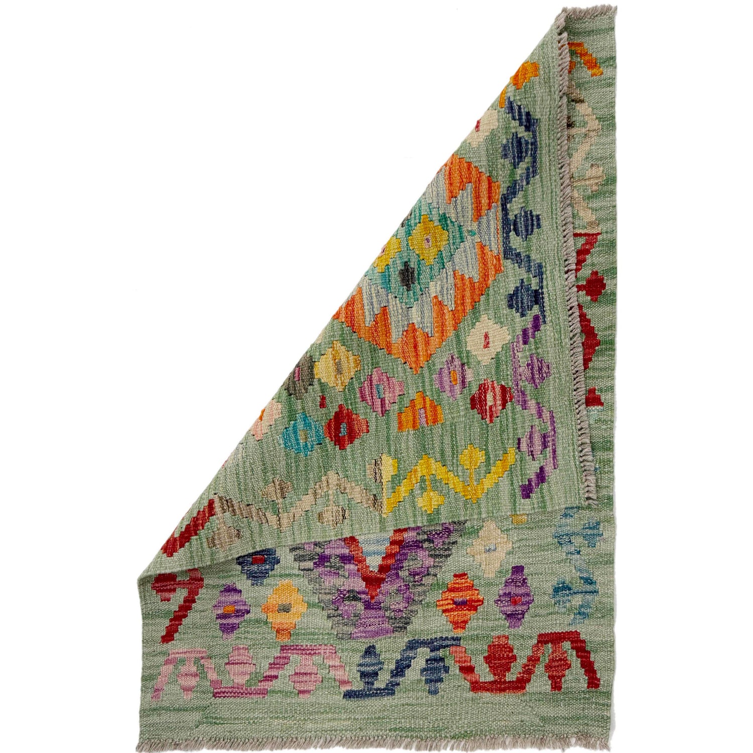 Handmade Afghan Vegetable Kilim 2' 2" x 2' 9" ft / 67 x 83 cm - No. R38002