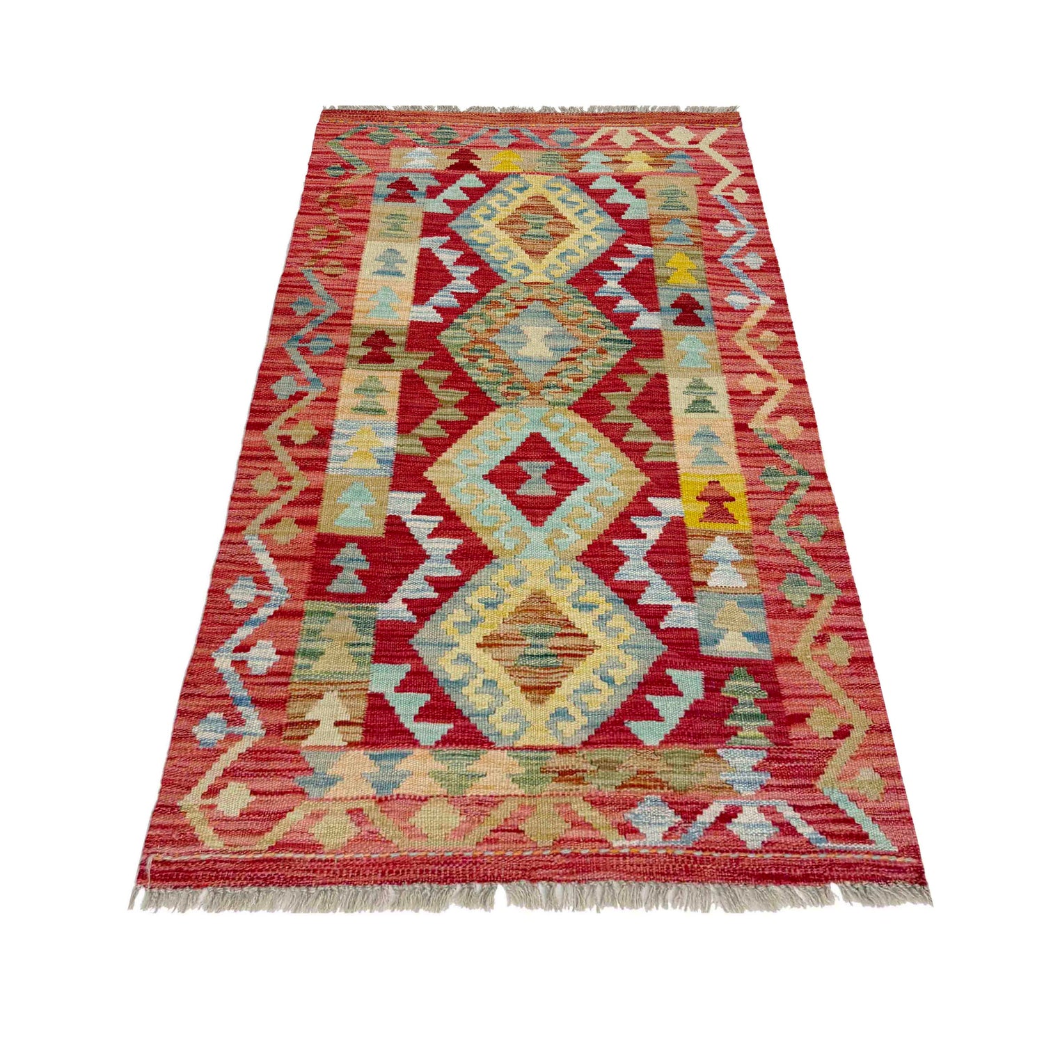 Hand Woven Wool Kelim 2' 6" x 4' 5" ft / 76 x 134 cm - No. R38014