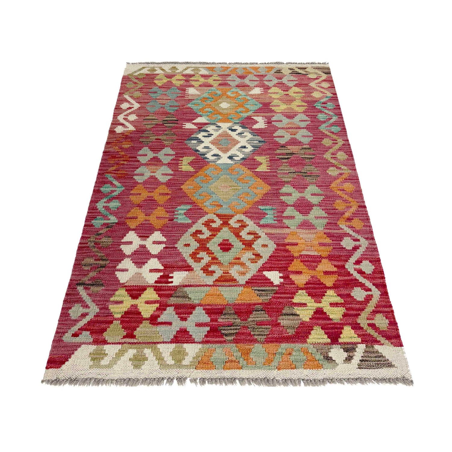 Handmade Turkish Design Wool Kilim 2' 6" x 4' 4" ft / 77 x 132 cm - No. R38015