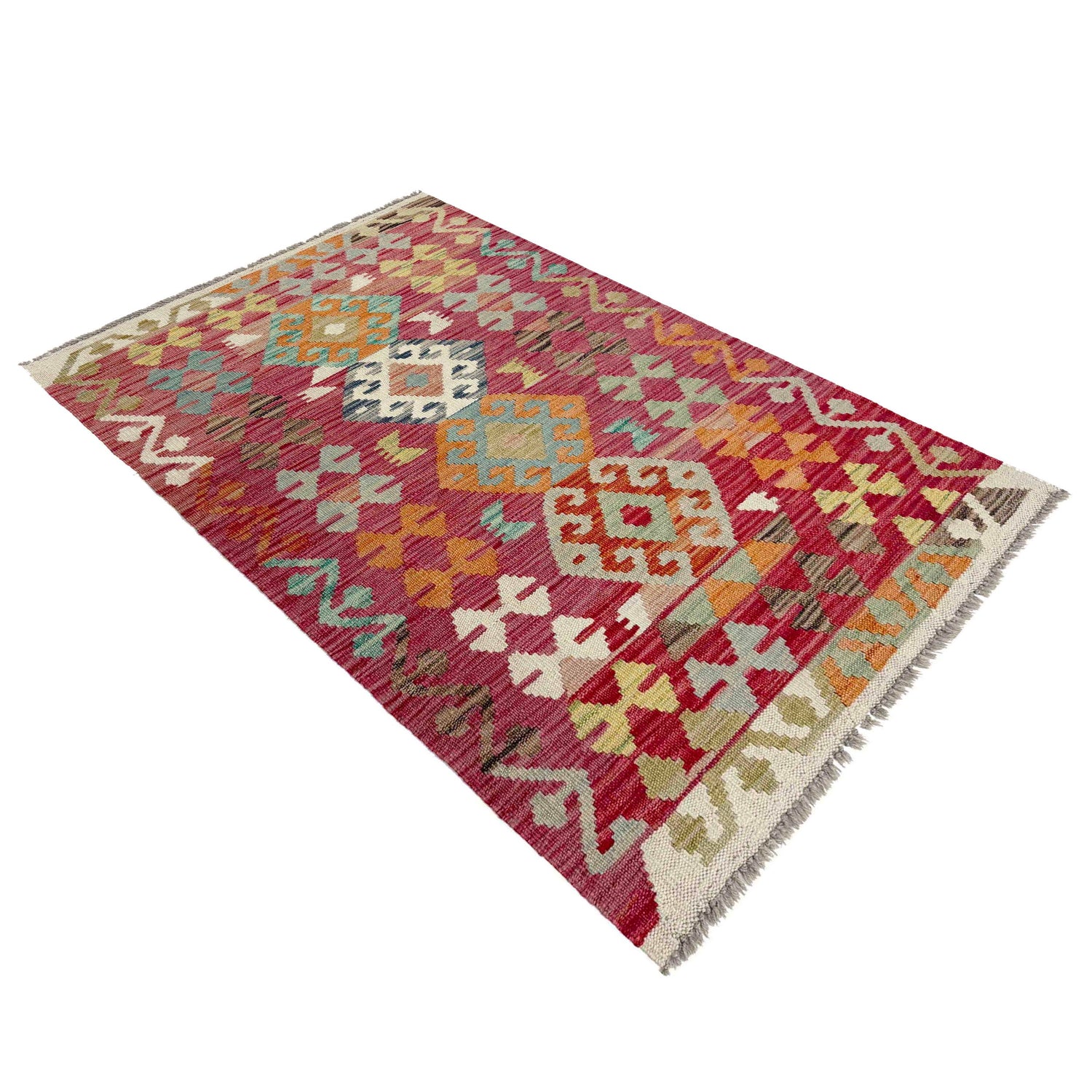 Handmade Turkish Design Wool Kilim 2' 6" x 4' 4" ft / 77 x 132 cm - No. R38015