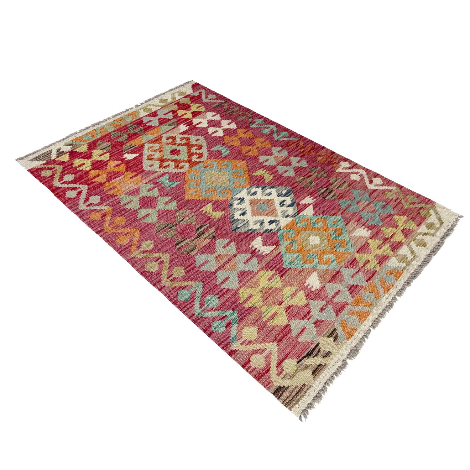 Handmade Turkish Design Wool Kilim 2' 6" x 4' 4" ft / 77 x 132 cm - No. R38015