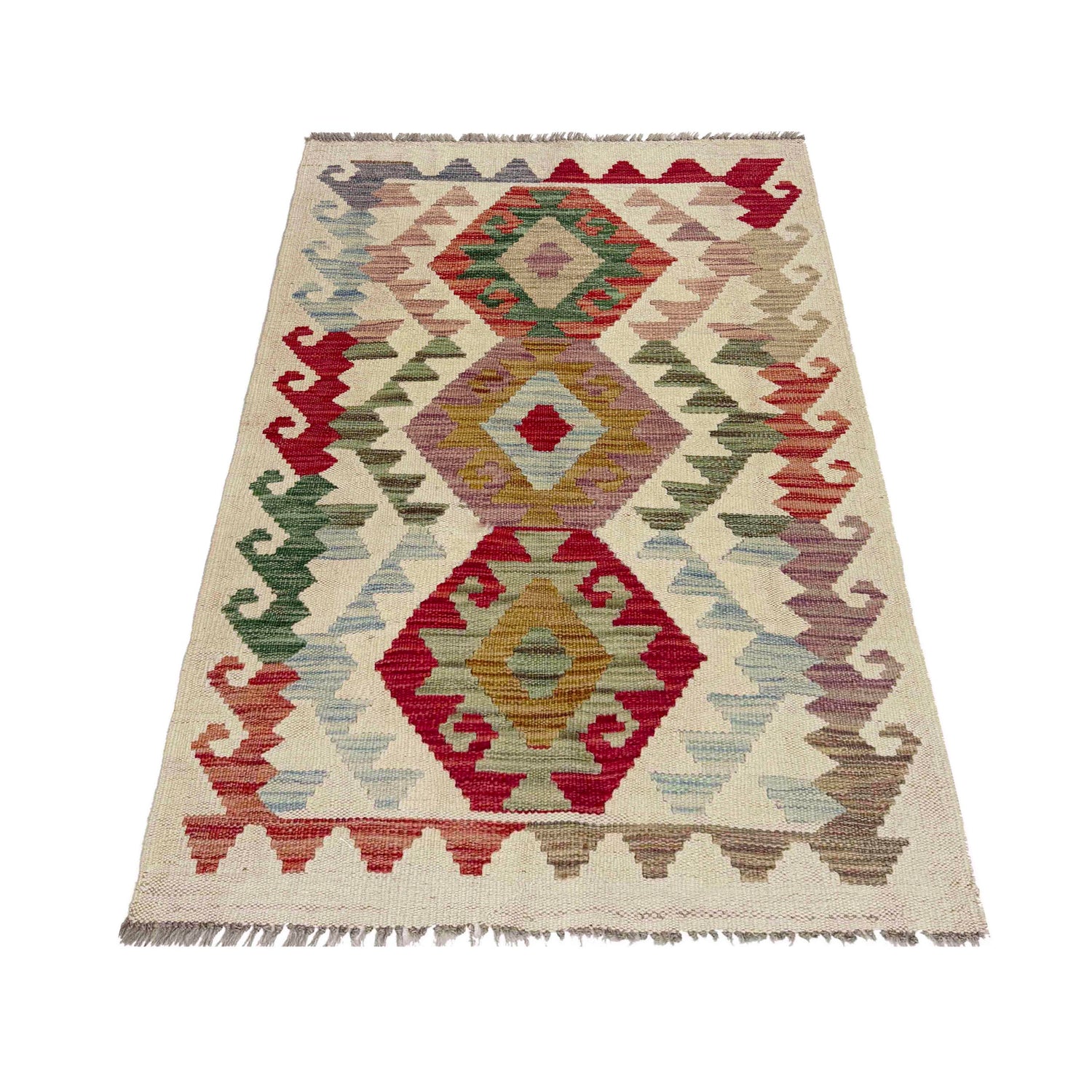 Handmade Afghan Vegetable Kilim 2' 5" x 4' 1" ft / 74 x 124 cm - No. R38018