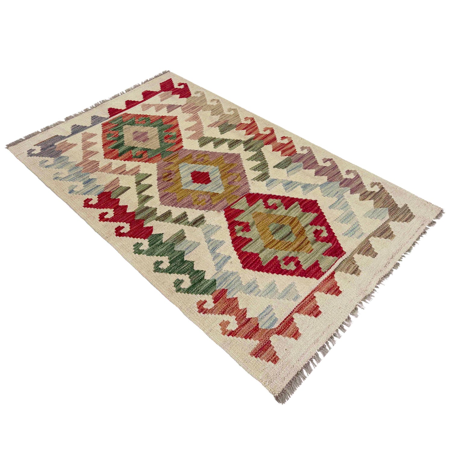 Handmade Afghan Vegetable Kilim 2' 5" x 4' 1" ft / 74 x 124 cm - No. R38018