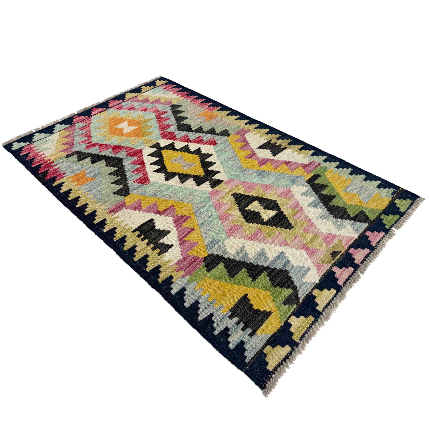 Hand Made Afghan Kilim 2' 5" x 3' 11" ft / 74 x 120 cm - No. R38019