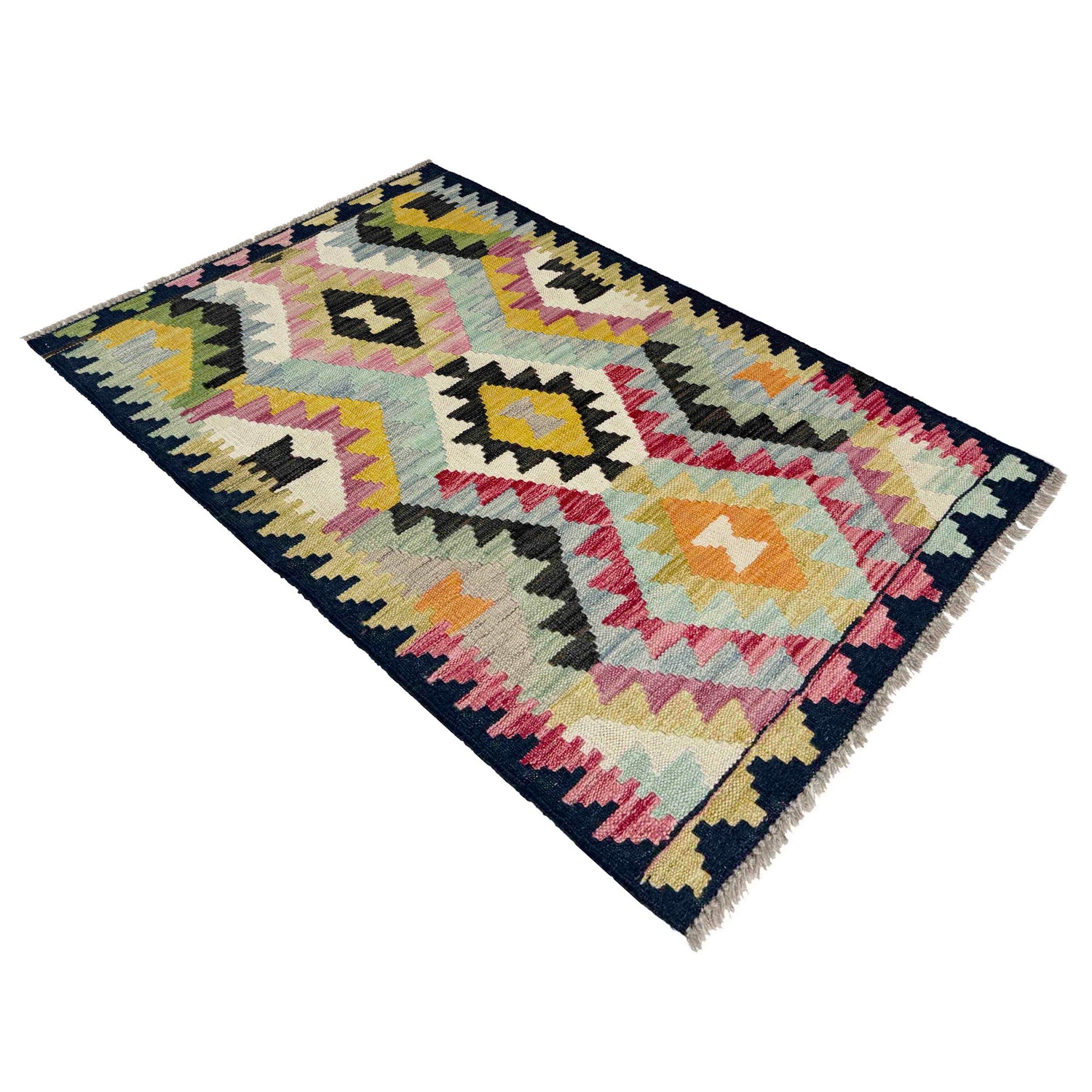 Hand Made Afghan Kilim 2' 5" x 3' 11" ft / 74 x 120 cm - No. R38019