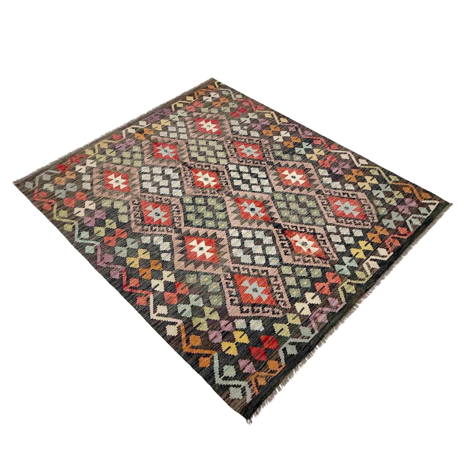Hand Woven Wool Kelim 5' 1" x 6' 7" ft / 154 x 200 cm - No. R38052