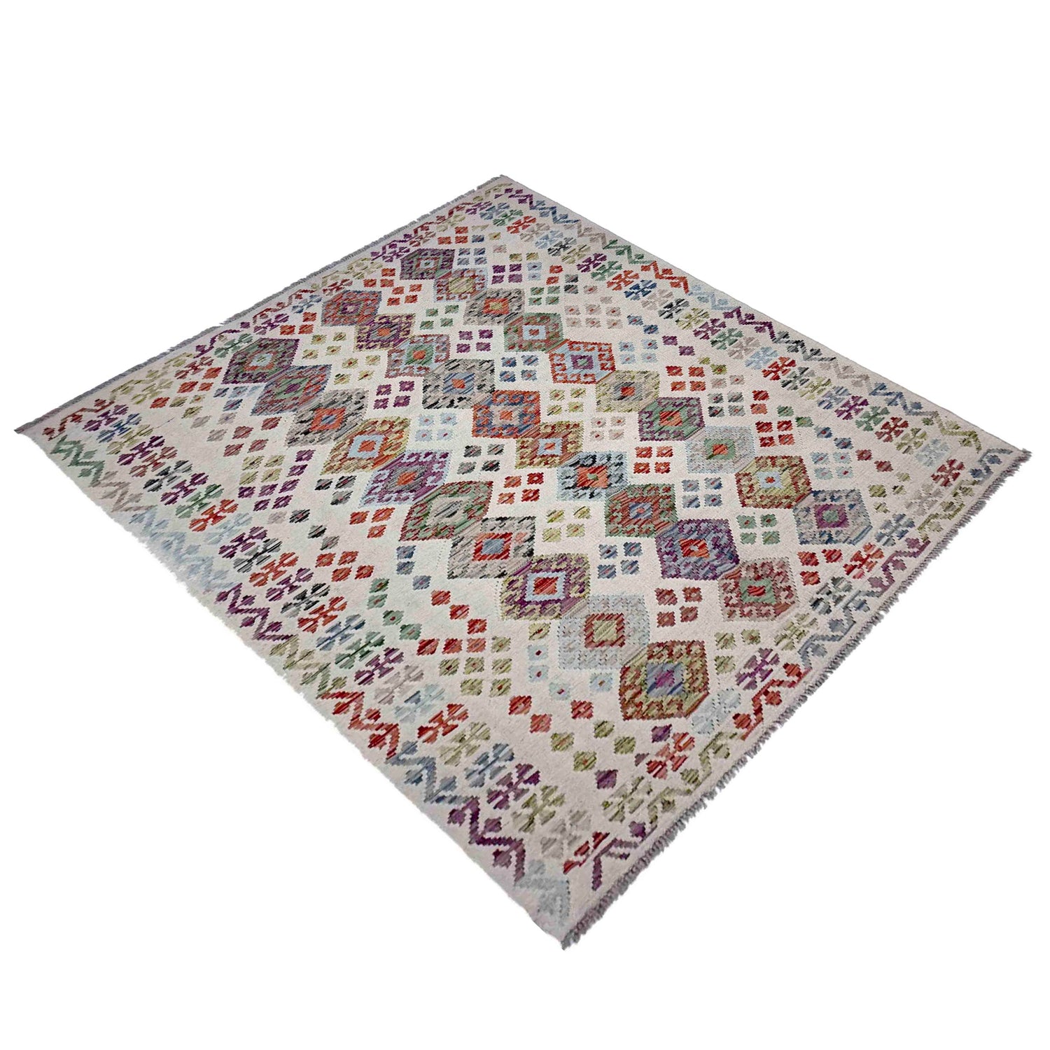 Handmade Turkish Design Wool Kilim 5' 0" x 7' 3" ft / 152 x 220 cm - No. R38061