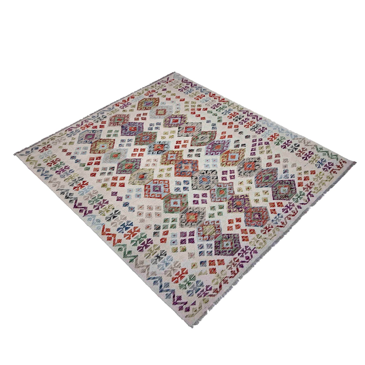 Handmade Turkish Design Wool Kilim 5' 0" x 7' 3" ft / 152 x 220 cm - No. R38061