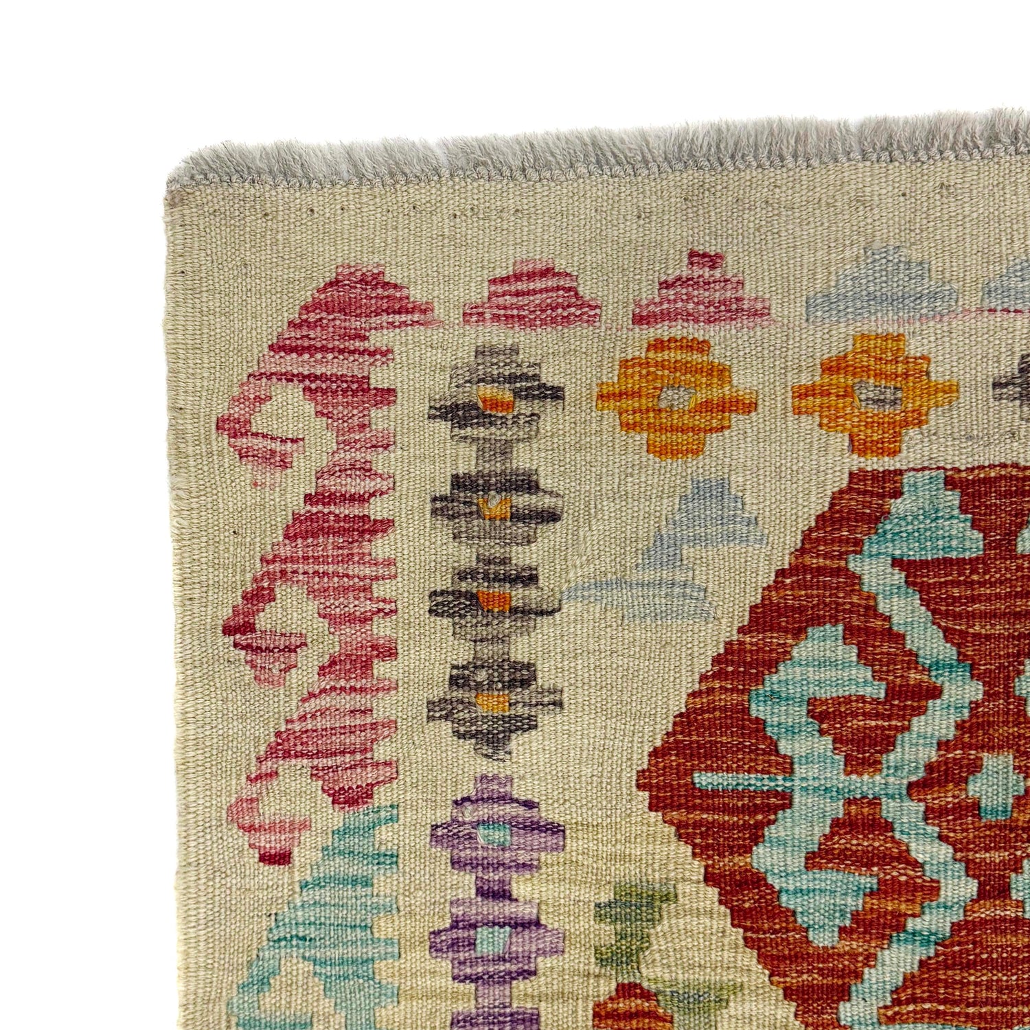 Hand Woven Wool Kelim 4' 10" x 6' 0" ft / 147 x 182 cm - No. R38288
