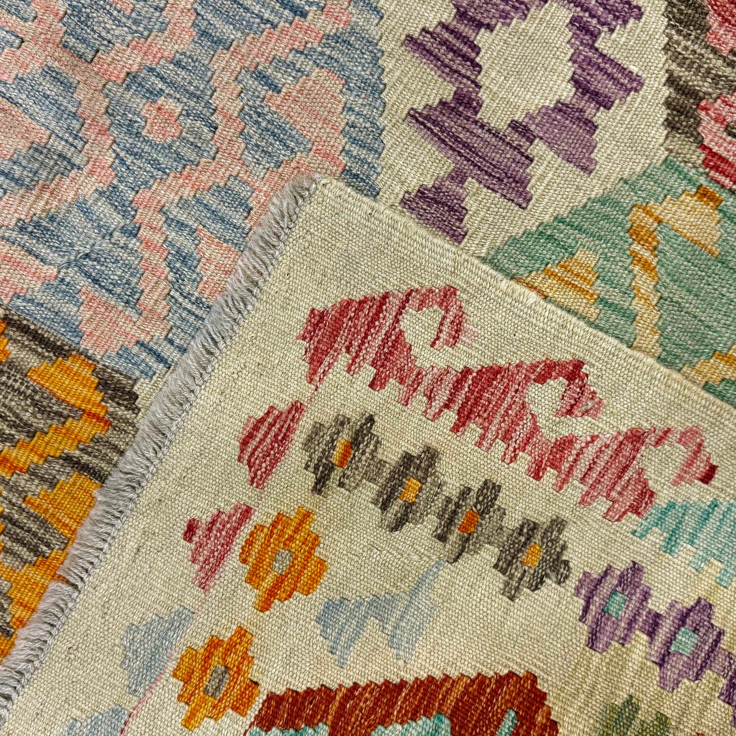 Hand Woven Wool Kelim 4' 10" x 6' 0" ft / 147 x 182 cm - No. R38288