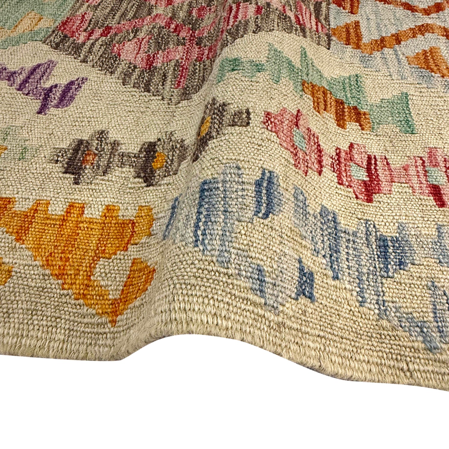 Hand Woven Wool Kelim 4' 10" x 6' 0" ft / 147 x 182 cm - No. R38288