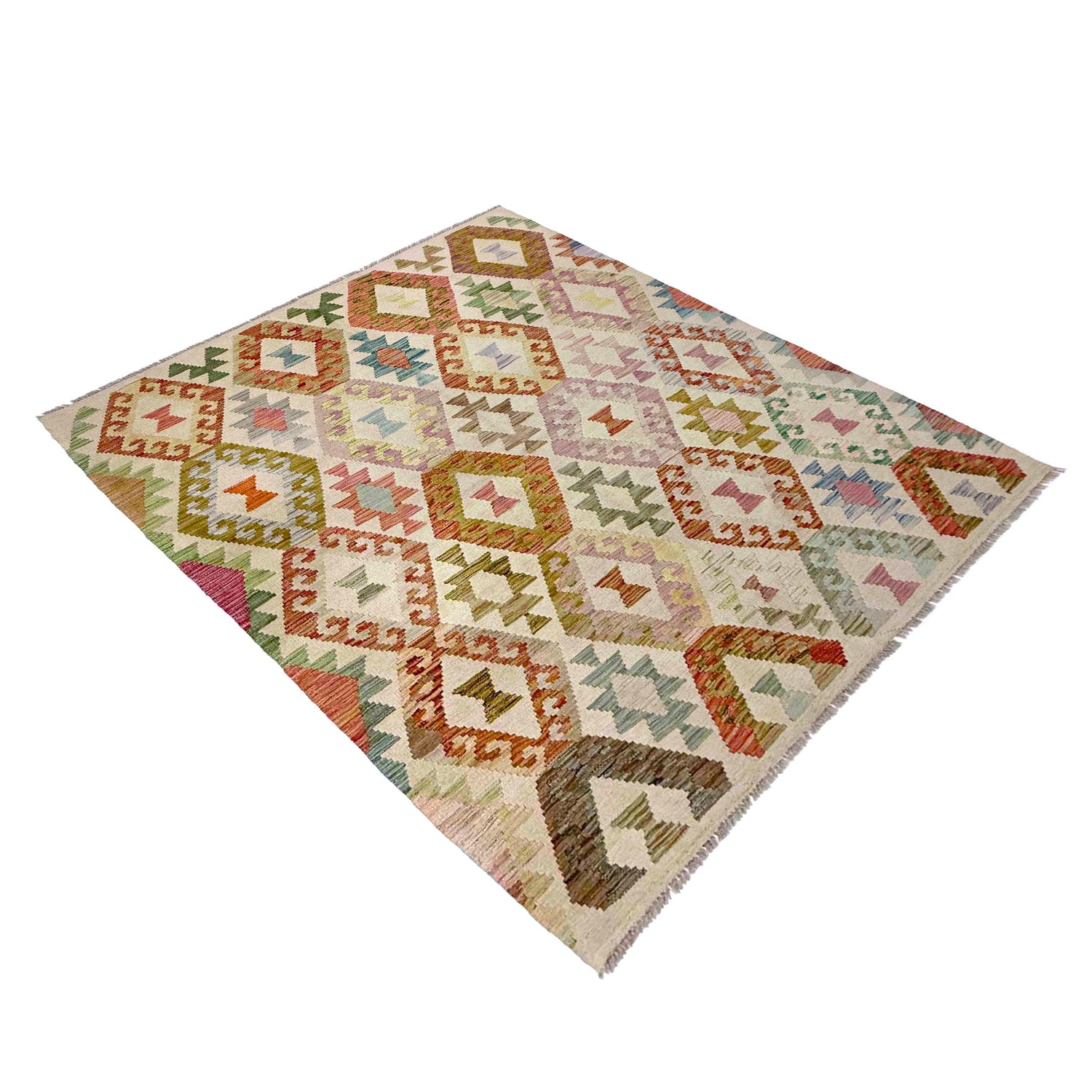 Hand Woven Wool Kelim 4' 11" x 6' 6" ft / 149 x 197 cm - No. R38294