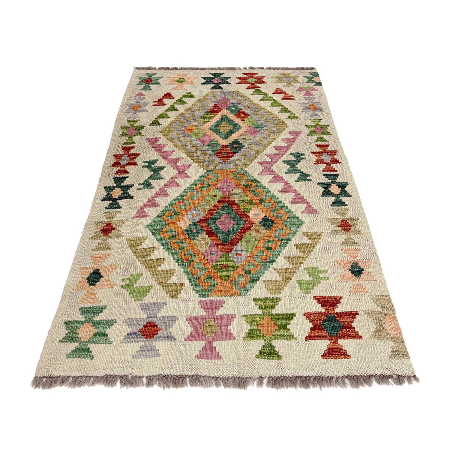 Hand Knotted Afghan Style Kilim 2' 6" x 4' 4" ft / 77 x 132 cm - No. R38296