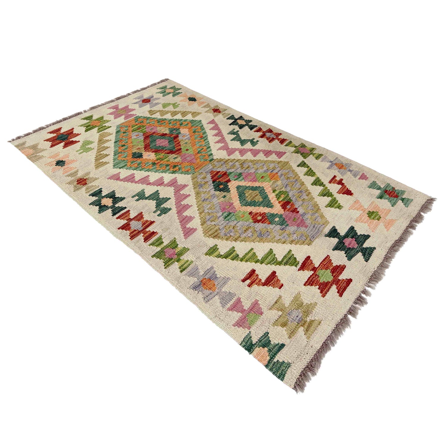 Hand Knotted Afghan Style Kilim 2' 6" x 4' 4" ft / 77 x 132 cm - No. R38296