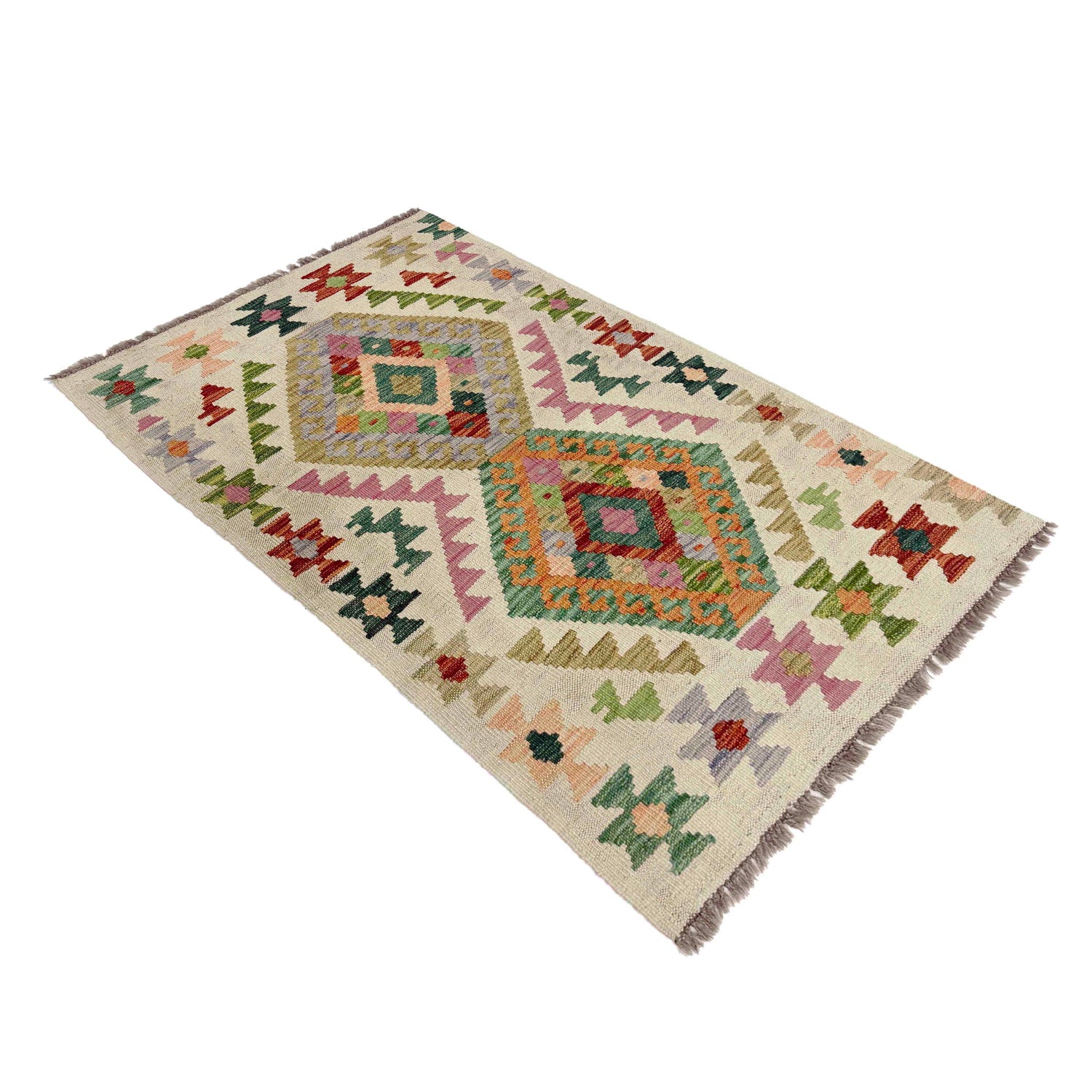 Hand Knotted Afghan Style Kilim 2' 6" x 4' 4" ft / 77 x 132 cm - No. R38296