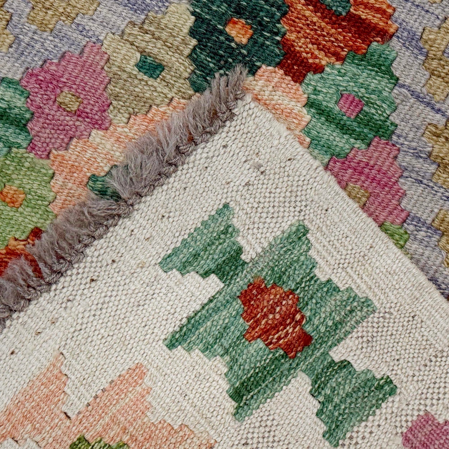 Hand Knotted Afghan Style Kilim 2' 6" x 4' 4" ft / 77 x 132 cm - No. R38296