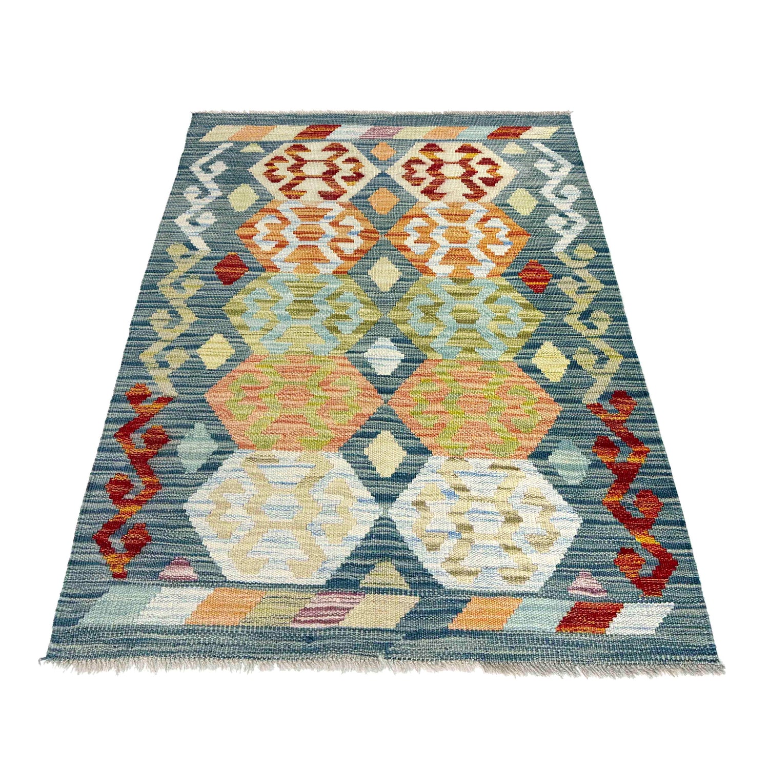 Hand Woven Wool Kelim 2' 8" x 4' 1" ft / 81 x 124 cm - No. R38297
