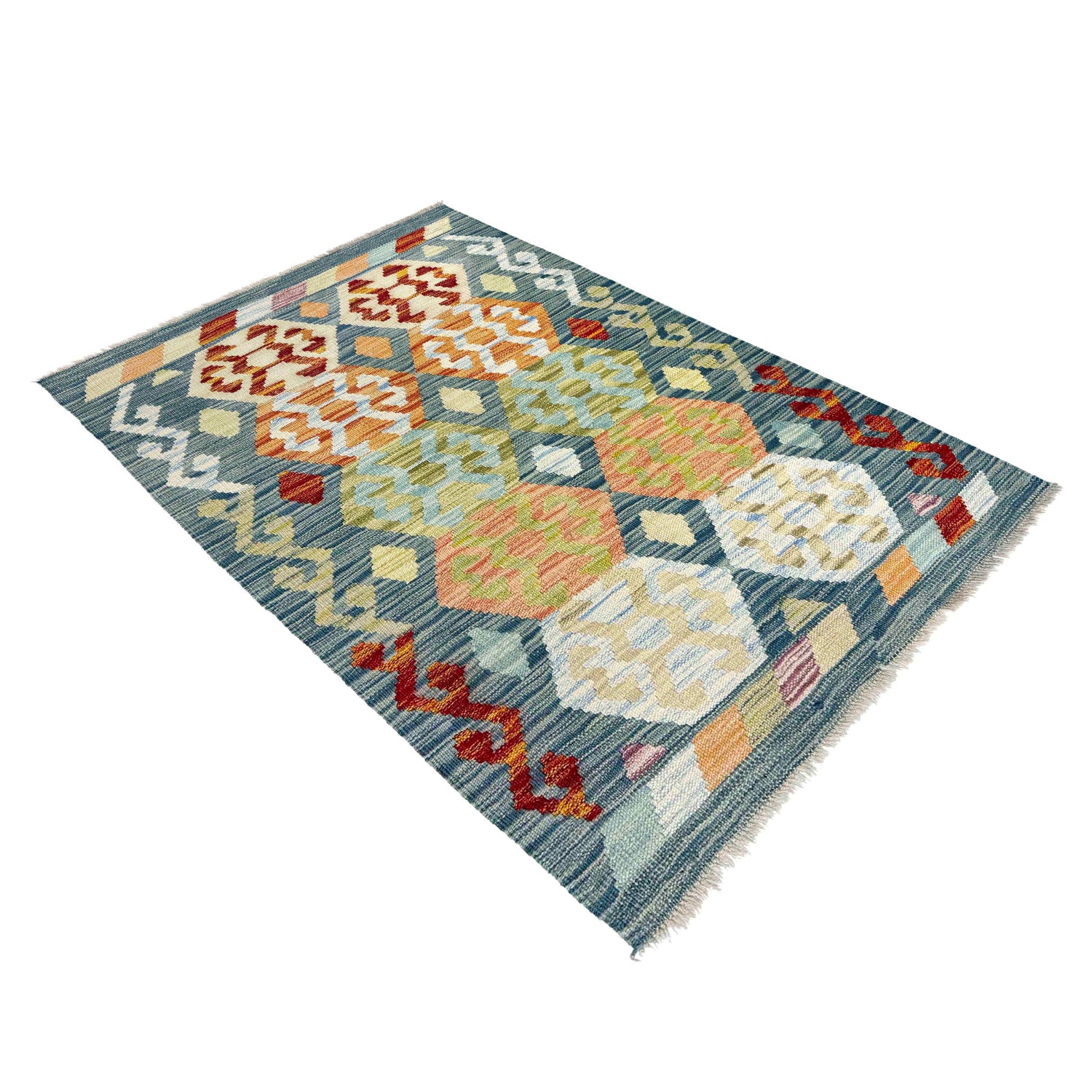 Hand Woven Wool Kelim 2' 8" x 4' 1" ft / 81 x 124 cm - No. R38297
