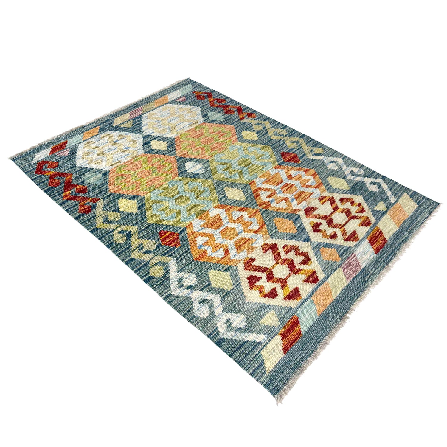 Hand Woven Wool Kelim 2' 8" x 4' 1" ft / 81 x 124 cm - No. R38297