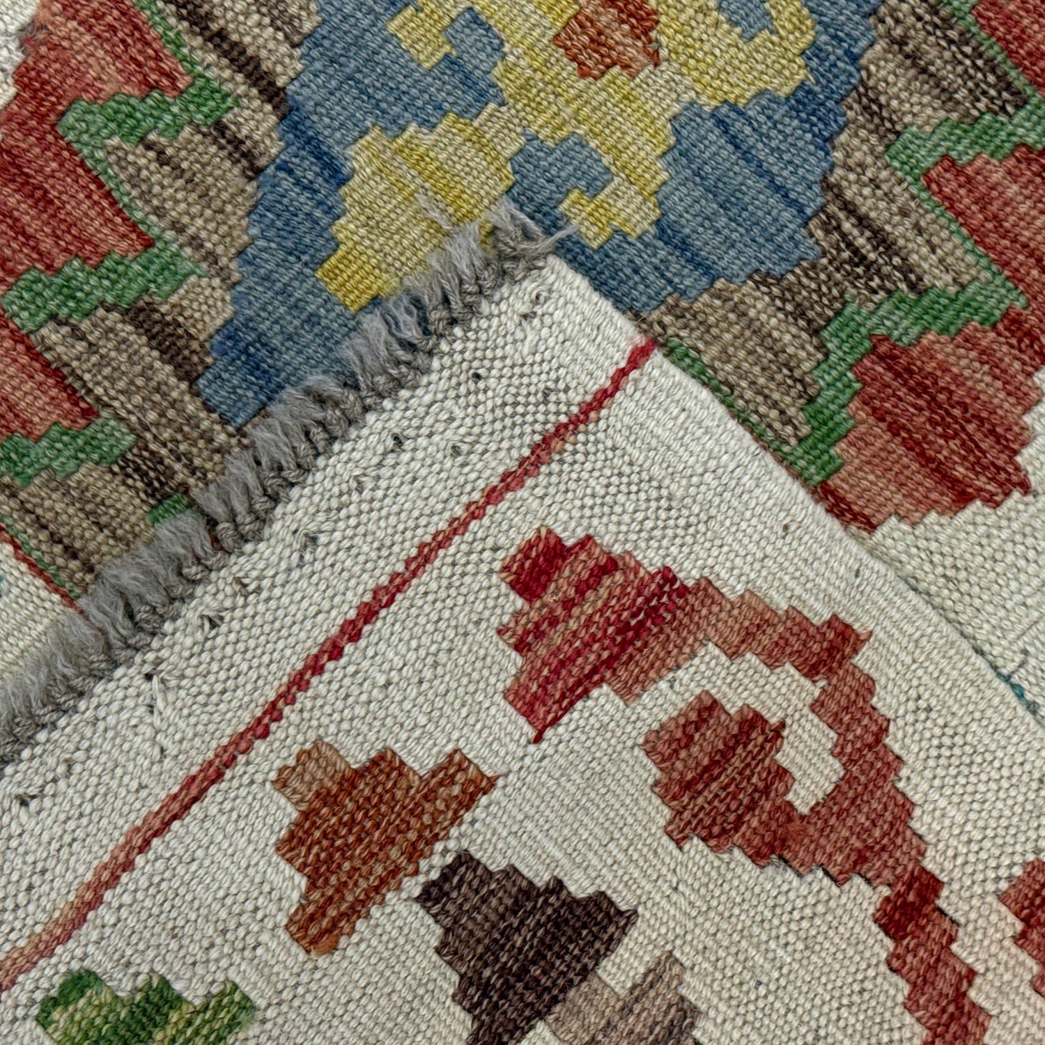 Multi Color ful Flat-Weave Wool Kilim 2' 8" x 4' 1" ft / 82 x 125 cm - No. R38298
