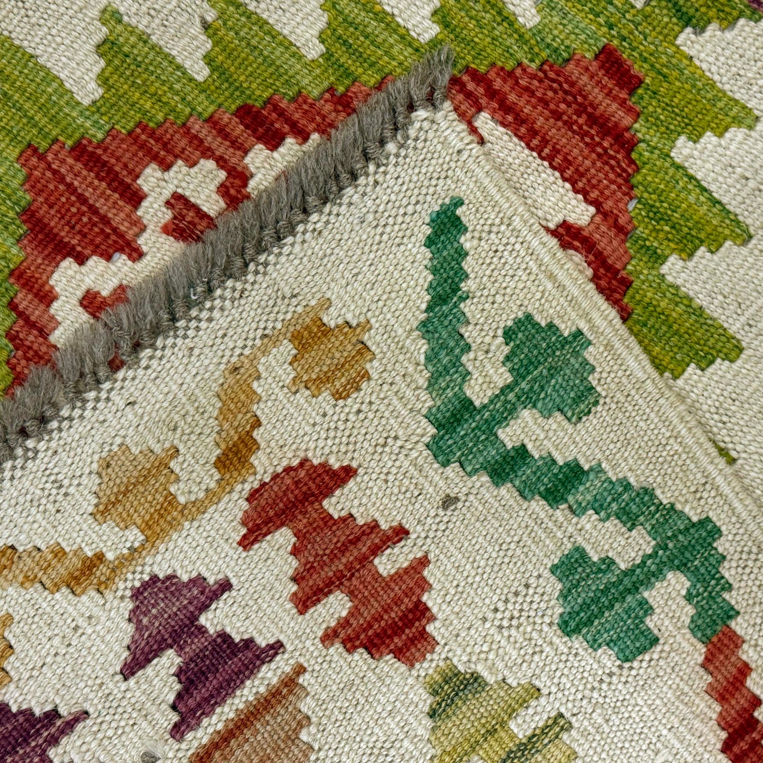 Hand Knotted Afghan Style Kilim 2' 5" x 4' 1" ft / 73 x 124 cm - No. R38302