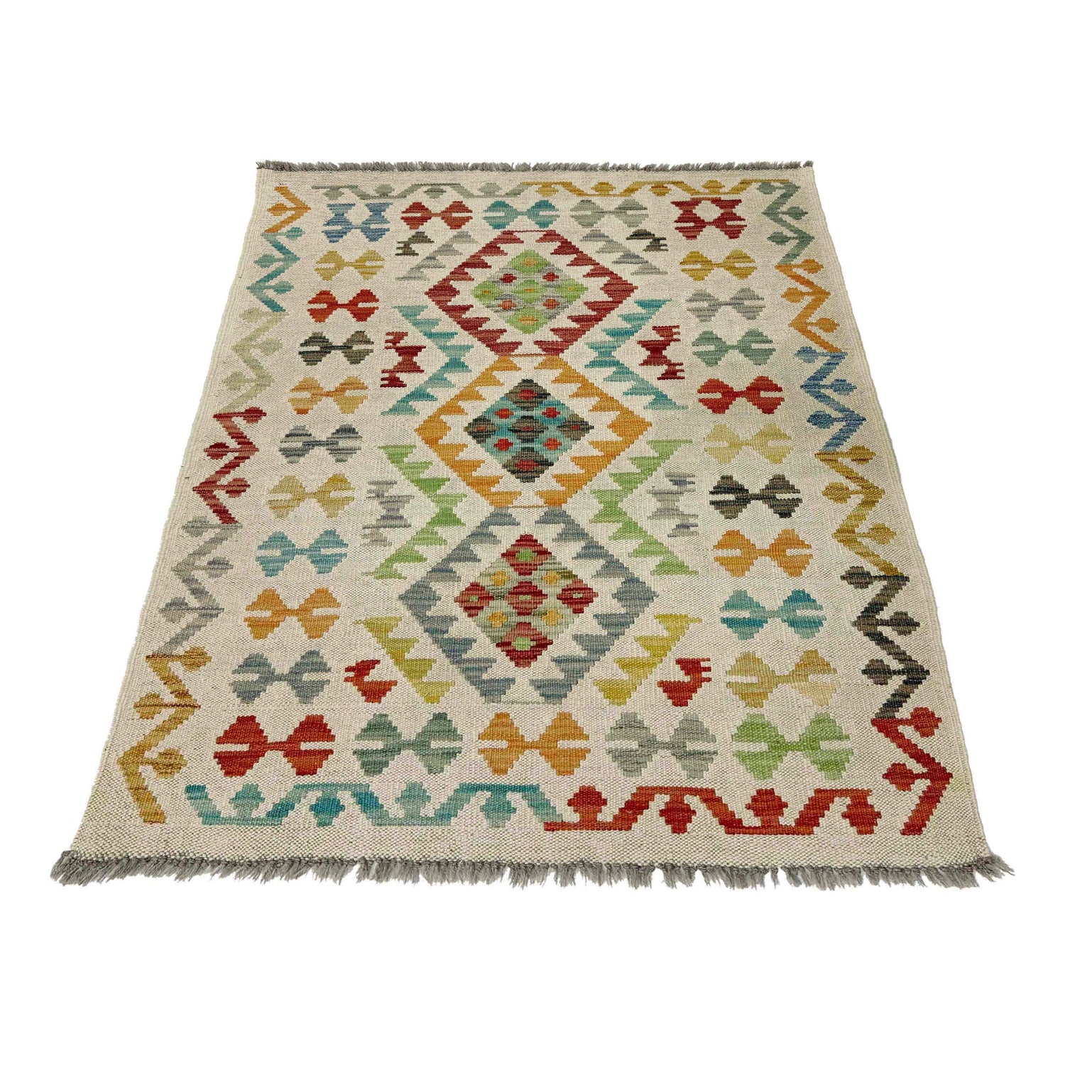 Hand Woven Wool Kelim 2' 9" x 3' 10" ft / 84 x 116 cm - No. R38303