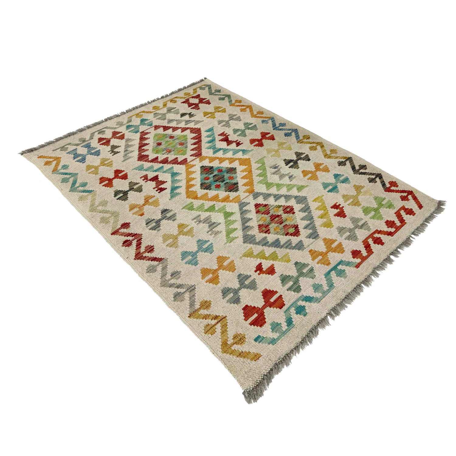 Hand Woven Wool Kelim 2' 9" x 3' 10" ft / 84 x 116 cm - No. R38303
