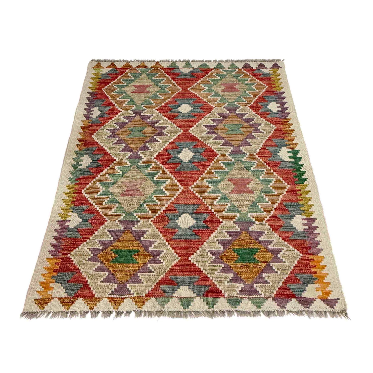 Hand Knotted Flatweave Kilim 2' 10" x 4' 4" ft / 86 x 132 cm - No. R38308