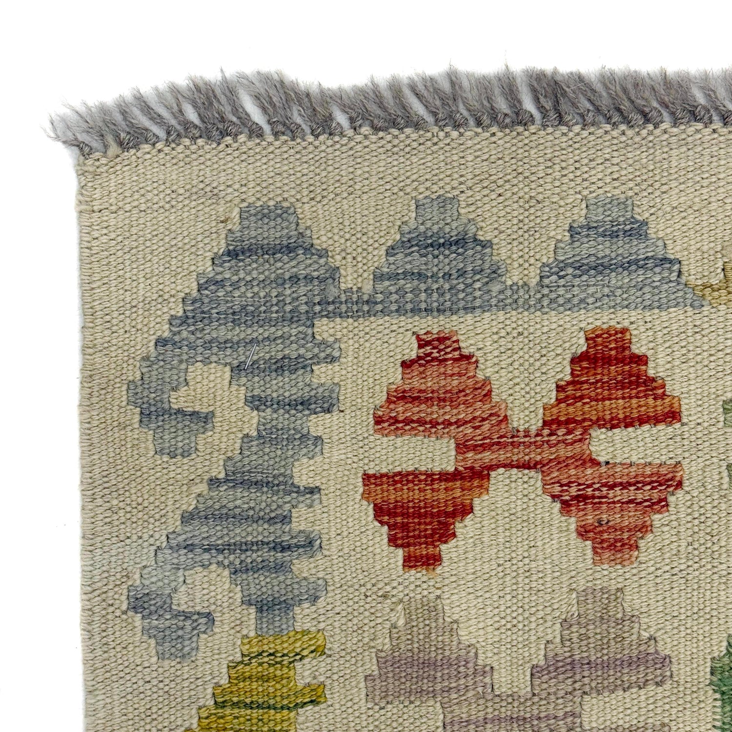 Colorful Flat-Weave Wool Kilim 2' 9" x 4' 2" ft / 83 x 128 cm - No. R38331